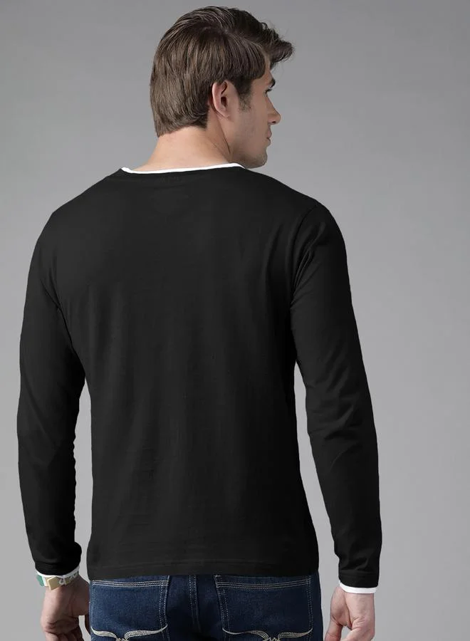 Styli Men Black Solid Long Sleeve T-Shirt By The Dry State