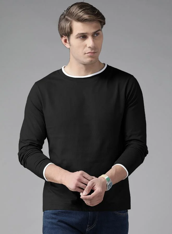 Styli Men Black Solid Long Sleeve T-Shirt By The Dry State