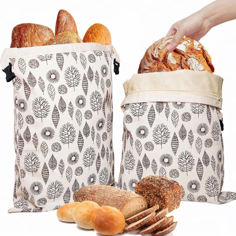 Washable Cotton Bread Storage Bag with Secure Clasp for Sourdough Freshness - Image 4
