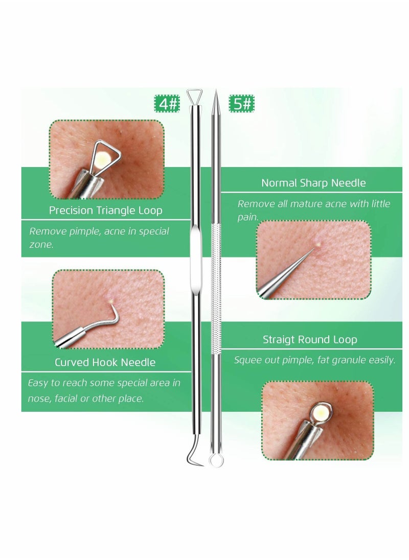 Y&D Acne Needle Tool Sets, 5 Pcs Stainless Steel Blackhead Remover Pimple Popper Kit, Tweezers Extractor Comedone Blackheads Treatment Blemish Kit with Case  - Image 2