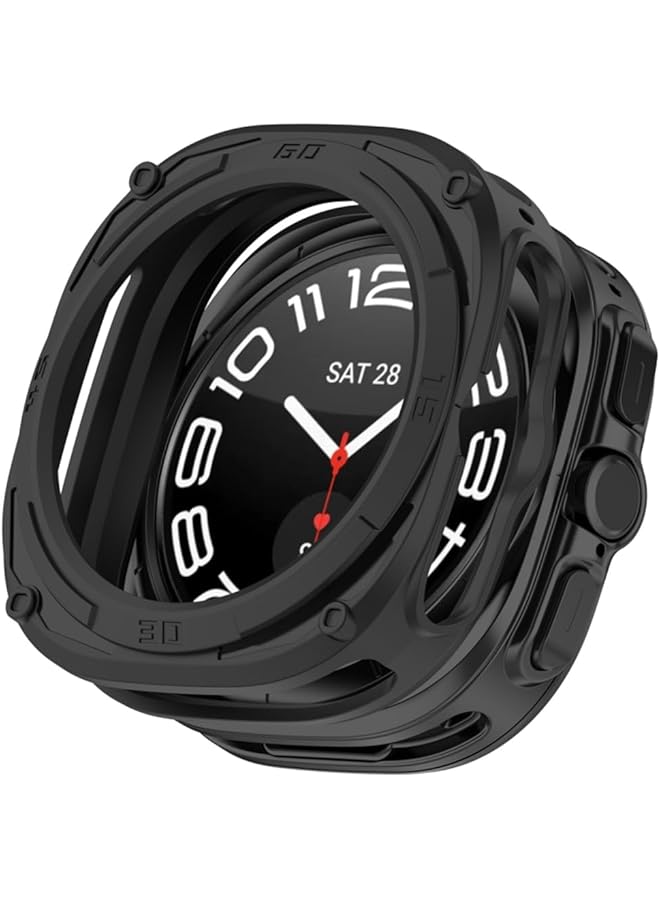Dado Armor Style Case Protector Compatible With Samsung Galaxy Watch Ultra 47Mm Tpu Half Case Cover Black - Image 1