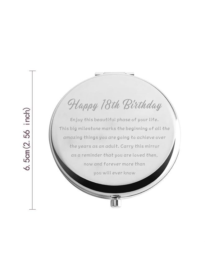 Zuo Bao 18th Birthday Compact Mirror Adult Birthday Gift Happy 18th Birthday Makeup Mirror 18 Year Old Birthday Gifts for Her (Happy 18th Birthday) - Image 2