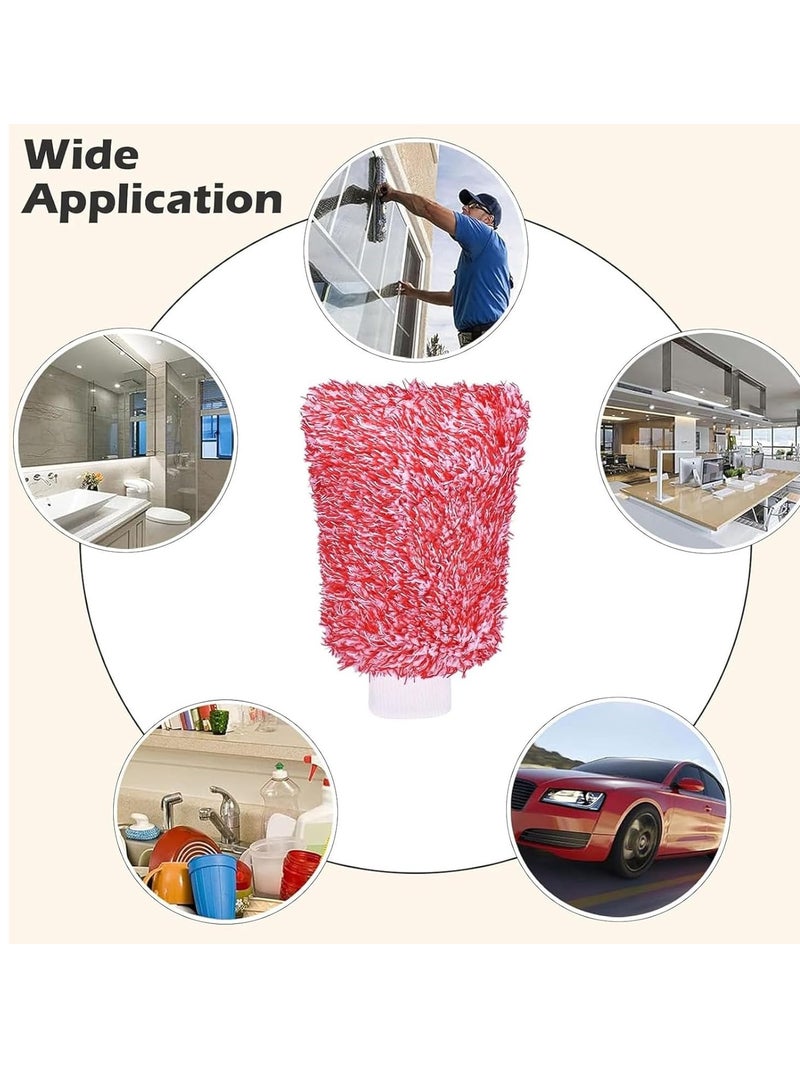 FY Car Wash Mitt 3 Pcs Double Sided Car Wash Gloves Car Washing Kit Quick Dry Car Mitt Soft Absorbent and Anti Scratch Cleaning Gloves for Car Cleaning Household Cleaning Red - Image 4
