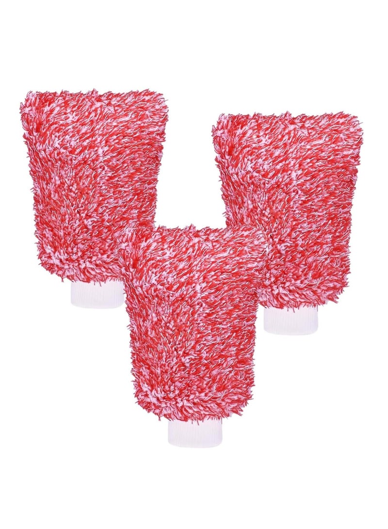 FY Car Wash Mitt 3 Pcs Double Sided Car Wash Gloves Car Washing Kit Quick Dry Car Mitt Soft Absorbent and Anti Scratch Cleaning Gloves for Car Cleaning Household Cleaning Red - Image 1