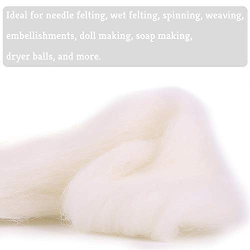 QMNNMA Wool Roving Bulk - 8.82oz/250g Super Wool Chunky Yarn, Wool Roving Top for Needle Felting, Soft Felting Wool Supplies for Hand Spinning, Felting, Blending, Weaving and DIY Craft - Image 3