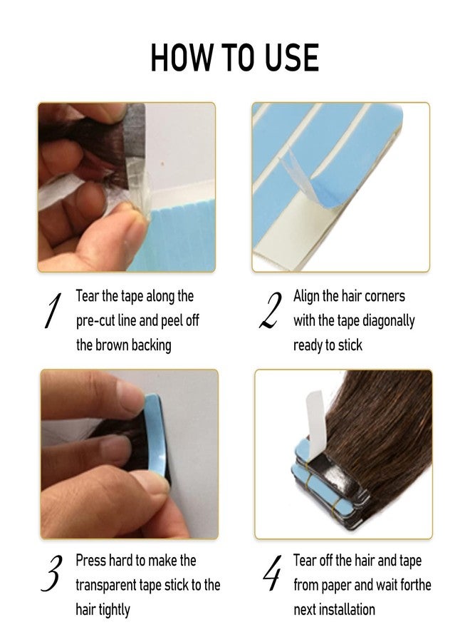 YILITE 120 Peices Hair Extension Tape Tabs Double Sided Tape 4 x 0.8 cm Adhesive Human Hair Tape for Replacement Tape(Blue) - Image 5