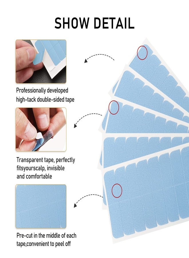 YILITE 120 Peices Hair Extension Tape Tabs Double Sided Tape 4 x 0.8 cm Adhesive Human Hair Tape for Replacement Tape(Blue) - Image 4