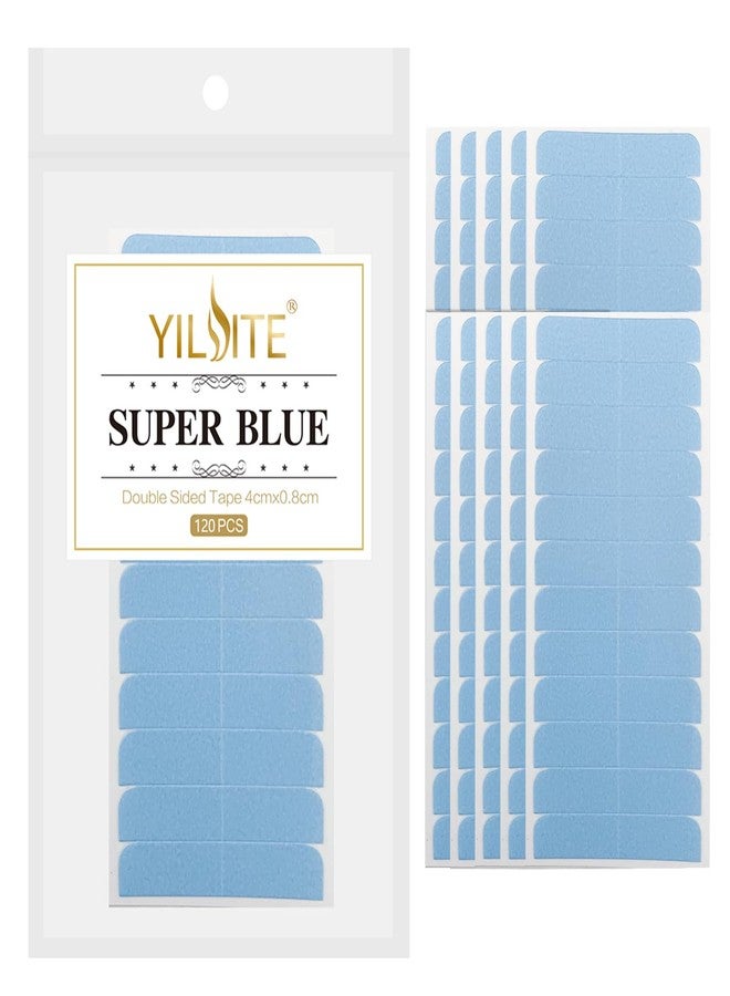 YILITE 120 Peices Hair Extension Tape Tabs Double Sided Tape 4 x 0.8 cm Adhesive Human Hair Tape for Replacement Tape(Blue) - Image 1