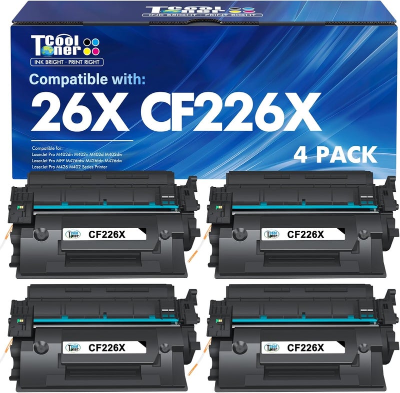 كول تونر خرطوشة حبر 26X CF226X لطابعة HP LaserJet M402n M426fdw سوداء عالية الإنتاجية متوافقة مع HP 26A CF226A Pro M402n MFP M426fdw M402dn M402dne M402 M402dw M426fdn M426 M426dw عبوة 4 - Image 1