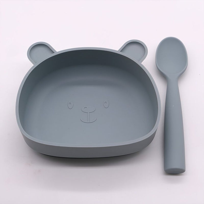 Wine Red Kids Tableware Set D Shaped Bowl With Spoon Holiday Gift - Image 4