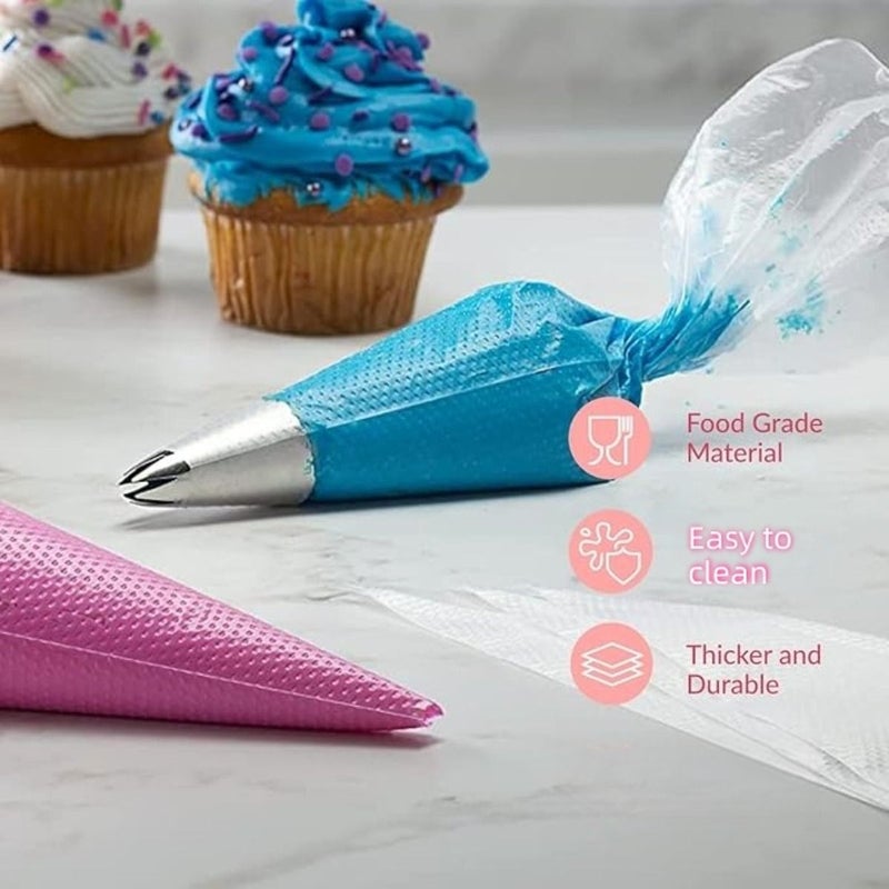 113 Pcs Medium Upgraded Thickened Piping Bags Dot Texture Design Food Grade Reusable Pe Material Tear Resistant Easy To Clean Multiple Sizes Cake Cookie Dessert Decorating Baking Essential Kitchen Supplies - Image 4