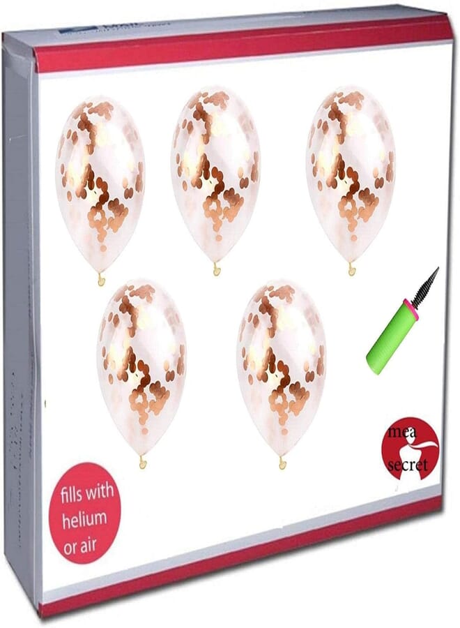 Secret Rose Gold Confetti - 10pcs Glitter Balloons for Happy New Year Eve Party Decoration Baby Shower Boy Girl Adult Birthday Decorations - Rose Gold Confetti