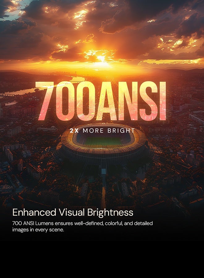 وونكت بروجيكتور ه24 ماكس الذكي، 700 لومن ANSI 1080P عالي الدقة، دعم 4K، تركيز تلقائي وتصحيح كاينستون، استخدام مستمر لمدة 24 ساعة، بروجيكتور أندرويد مع واي فاي 6 بلوتوث 5.1، شاشة 300" مقاومة للغبار - Image 3