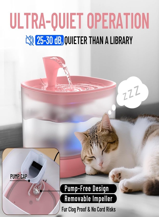 Veken Cat Water Fountain with Detachable Tank, Easy to Clean & Assemble, 85oz/2.5L Automatic Pet Drinking Dispenser with Quiet Operation & LED Light for Cats, Dogs and Small Pets, Red - Image 3