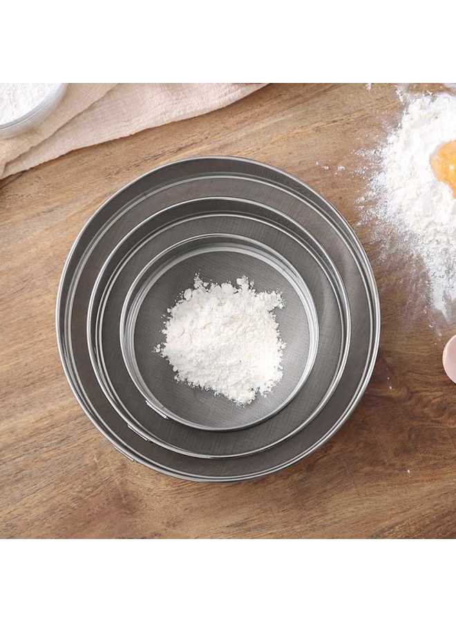 Flour Sieve 304 Stainless Steel 60 Mesh Ultra-fine Leak Mesh Household Hand-held Baking Filter Mesh Manual Corn Flour Sieve-Specifications:Overall Stainless Steel Diameter 40cm-Color:150 Mesh Toner