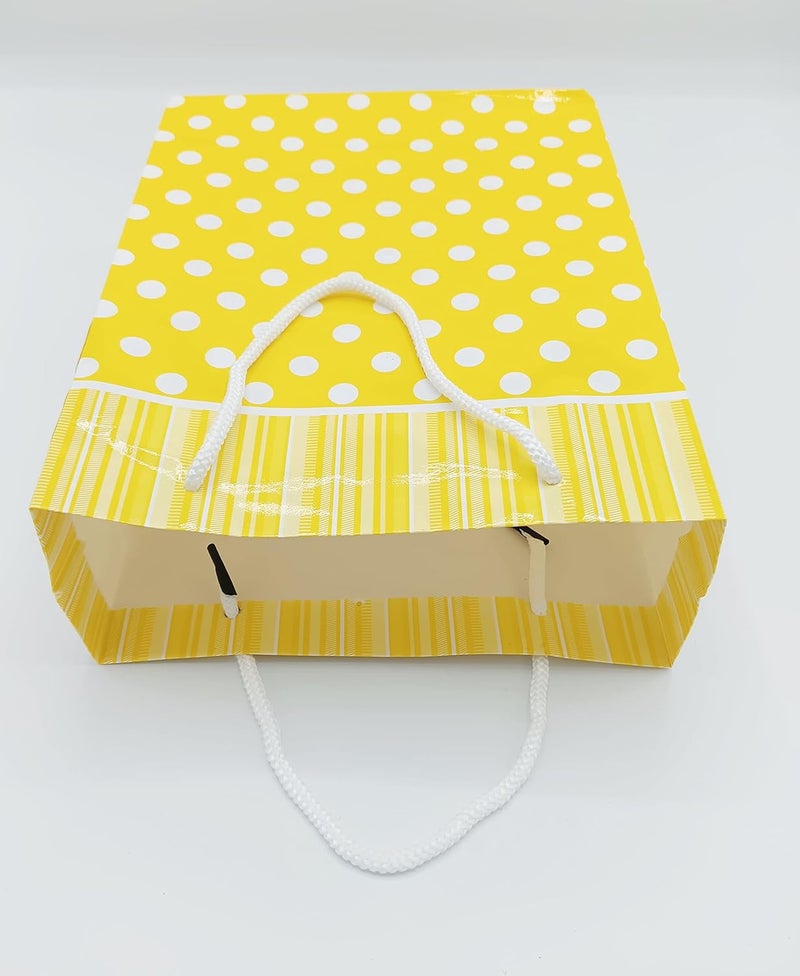 Gold Leaf GOLD LEAF Polka Dot Paper Bags,Gift Carry Paper Bags,Return Gift Carry Paper Bags,Yellow Color Paper Bags(Pack Of 10Pcs)  - Image 4