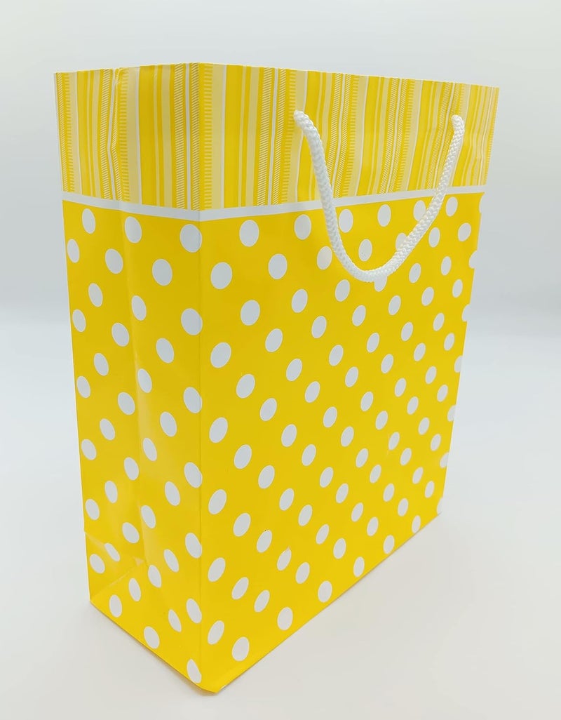 Gold Leaf GOLD LEAF Polka Dot Paper Bags,Gift Carry Paper Bags,Return Gift Carry Paper Bags,Yellow Color Paper Bags(Pack Of 10Pcs)  - Image 2