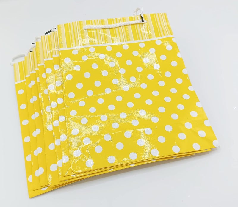 Gold Leaf GOLD LEAF Polka Dot Paper Bags,Gift Carry Paper Bags,Return Gift Carry Paper Bags,Yellow Color Paper Bags(Pack Of 10Pcs)  - Image 5