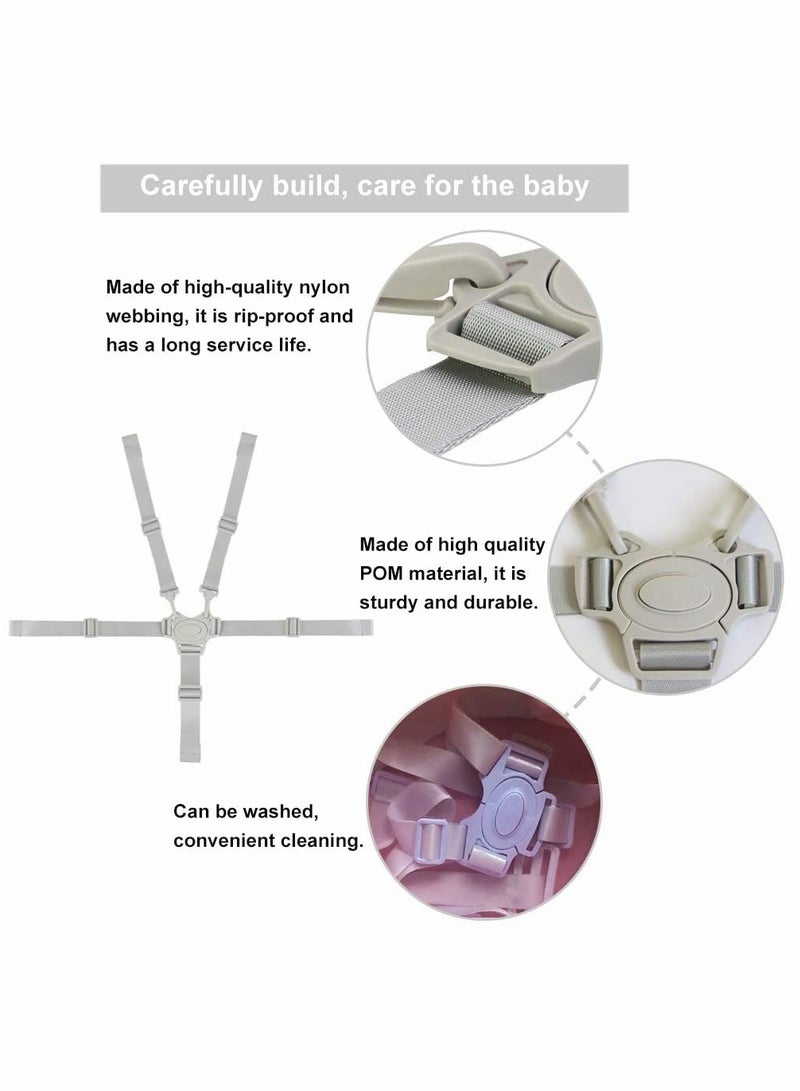 KASTWAVE Adjustable 5 Point Harness Baby Safety Strap Belt for Stroller Pushchair Pram Buggy, Universal High Chair Baby Seat Security Belt Replacement - Image 5