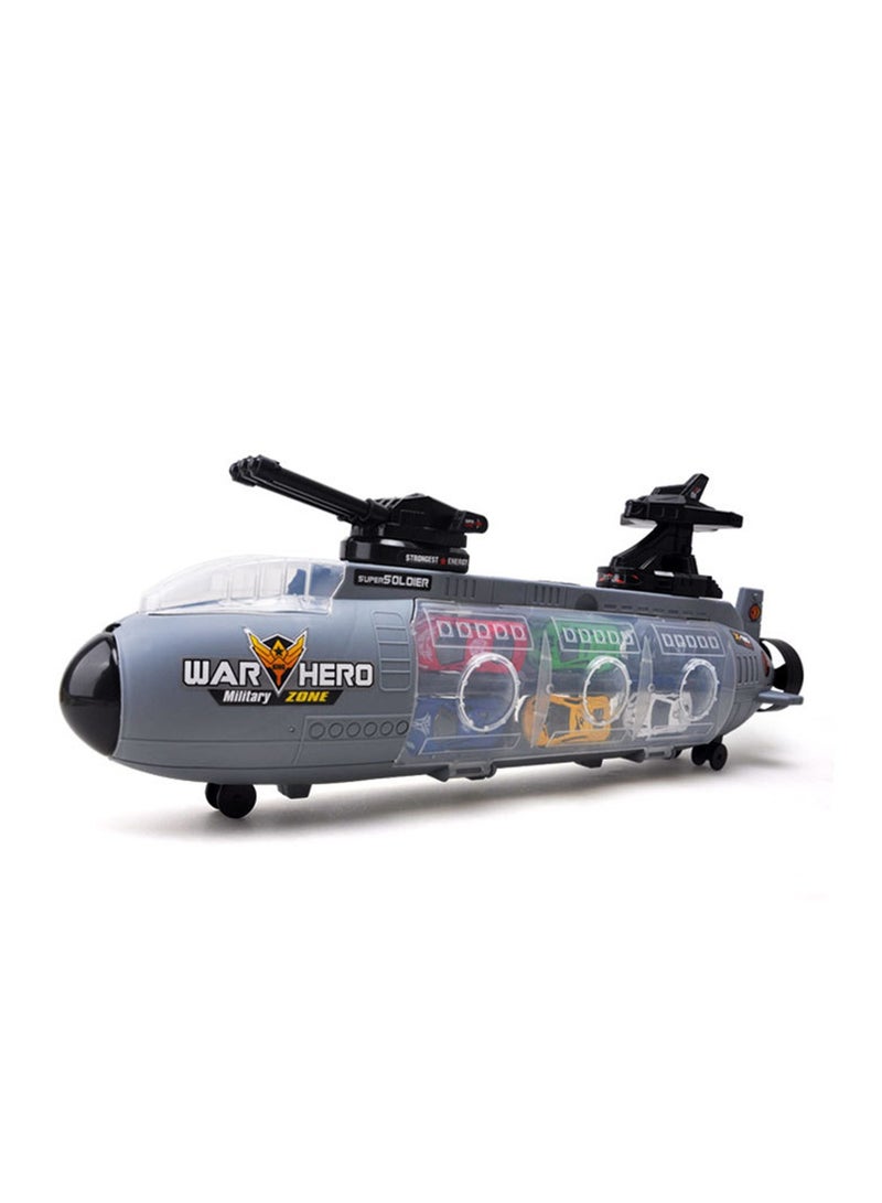 Children's Toy Shark Submarine Boy Large Storage Belt 6 Alloy Car Helicopter - Image 3