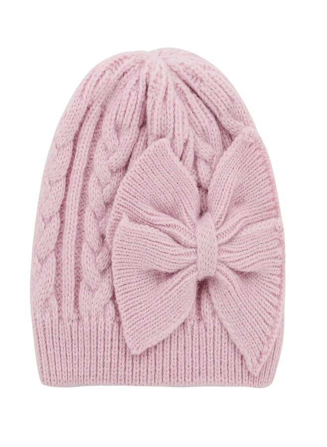 Zando Winter Knitted Baby Hat for Girls Warm Lined Infant Caps Toddler Girls Hat Autumn Cute Bow Classic Beanie Pink 6-12 Months - Image 2