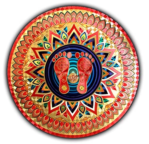 Rangoli sticker kolam sticker For Wall Tile Floor Wood steel sticker 15x15 INCH GOLD Modal GB1  - Image 4