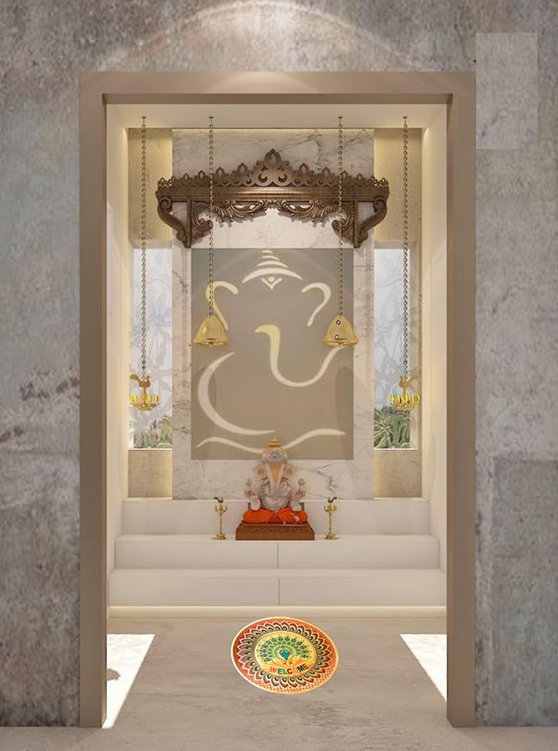 Rangoli sticker kolam sticker For Wall Tile Floor Wood steel sticker 15x15 INCH GOLD Modal GB1  - Image 3