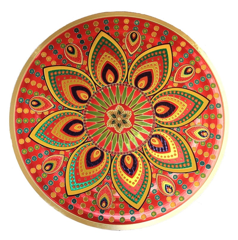Rangoli sticker kolam sticker For Wall Tile Floor Wood steel sticker 15x15 INCH GOLD Modal GB1  - Image 1