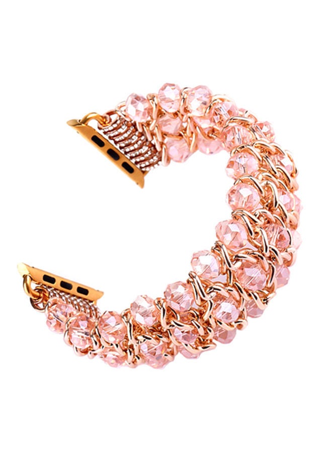 NIBEMINENT Elasticized Crystal Strap Replacement Band for Apple Watch Series 1/2/3/4 38mm/40mm Pink - Image 1