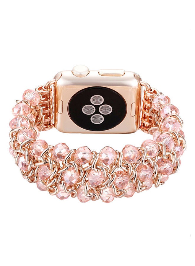 NIBEMINENT Elasticized Crystal Strap Replacement Band for Apple Watch Series 1/2/3/4 38mm/40mm Pink - Image 2