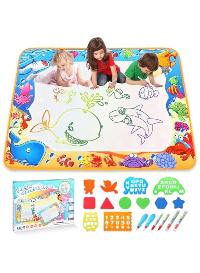 Water Doodle Mat Kids – Reusable Drawing & Painting Toy with Magic Pens, Educational Watercolor Fun for Toddlers & Children Ages 3 4 5 6 7 8, Ideal Gift for Boys & Girls  - Image 1