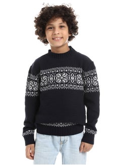 Wool Boys Pullover With Multi Design