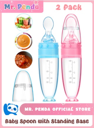2 Pack Silicone Baby Spoons, Baby Food Dispensing Spoon,Baby Food Feeder,Baby Food Dispensing Spoon with Standing Base for Infant Dispensing and Feeding (Pink+Blue) - pzsku/ZFCA1C129B711651F1330Z/45/_/1737650473/dd60c73e-a3ce-4d8f-8a0c-3e2c784fac80