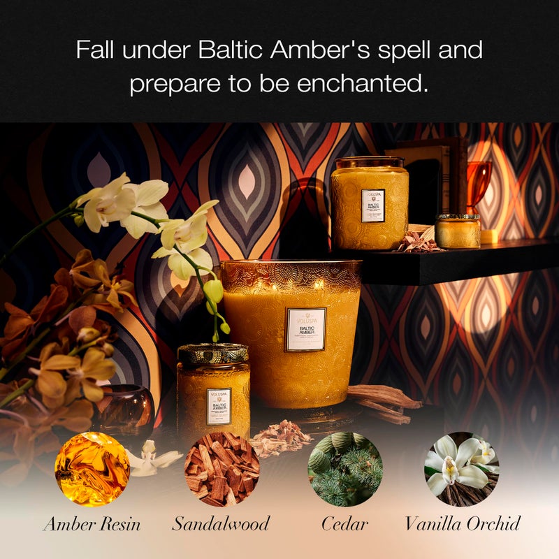 Voluspa Baltic Amber, Petite Candle Jar, 3.2 Ounce, 25 Hour Burn Time, Coconut Wax for Clean Burning, Handcrafted in the USA - Image 3