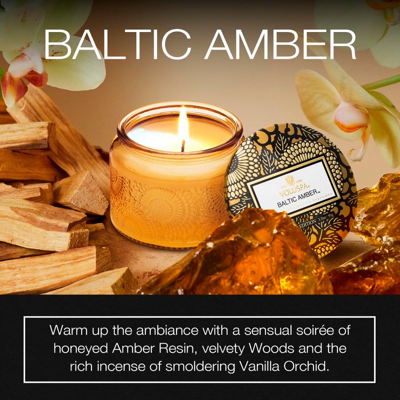 Voluspa Baltic Amber, Petite Candle Jar, 3.2 Ounce, 25 Hour Burn Time, Coconut Wax for Clean Burning, Handcrafted in the USA - Image 2
