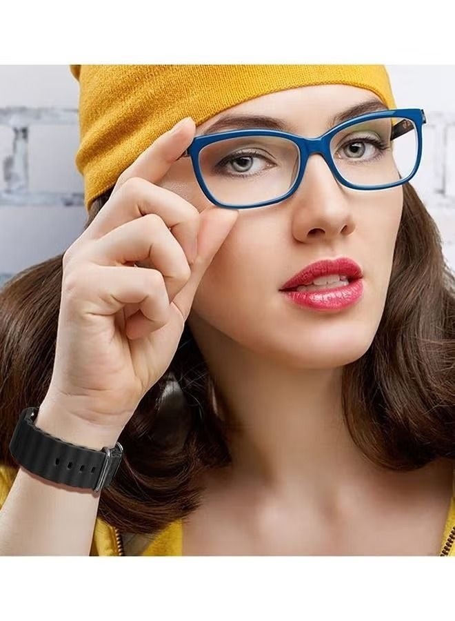 Apple Watch Ocean Band 49mm 45mm 44mm 42mm Soft Silicone Loop Strap for iWatch Series Ultra/8/7/SE/6/5/4/3/2/1 Black - Image 4