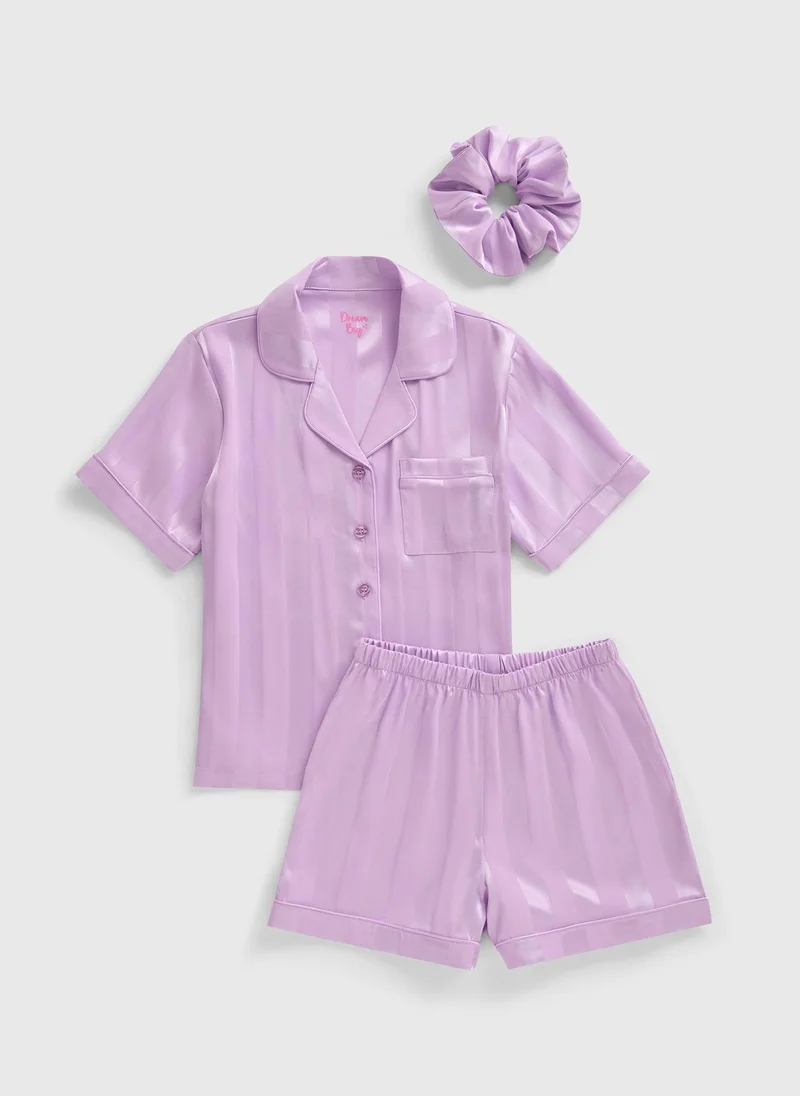 Matalan Girls Lilac Stripe Satin Pyjama Set