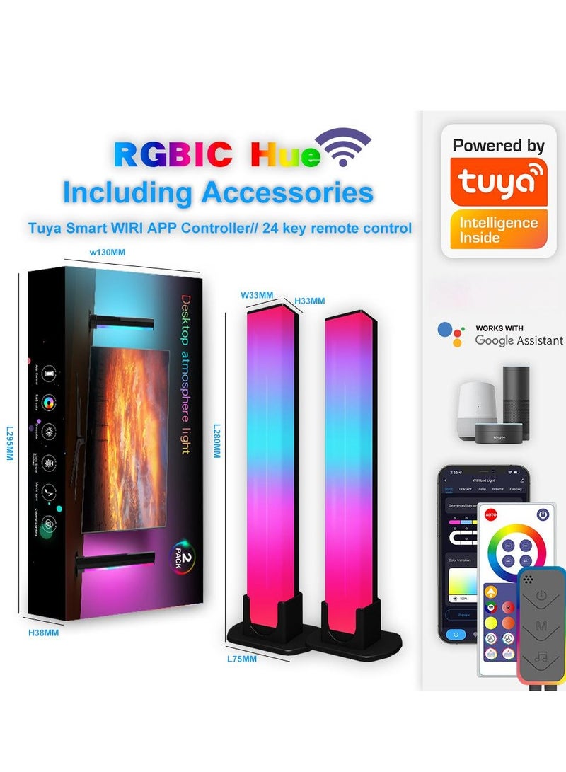 TUYA Smart LED Light Bars, RGB Gaming Lights with Sync with Music,Video,Game , APP Remote Voice Control, RGBIC Gaming Lights With Scene Modes and Music Modes, 2 Sticks - Image 1