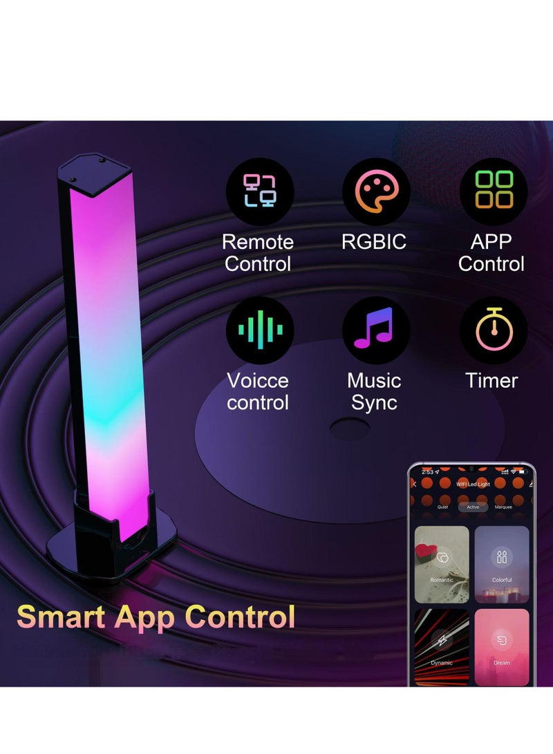 TUYA Smart LED Light Bars, RGB Gaming Lights with Sync with Music,Video,Game , APP Remote Voice Control, RGBIC Gaming Lights With Scene Modes and Music Modes, 2 Sticks - Image 2
