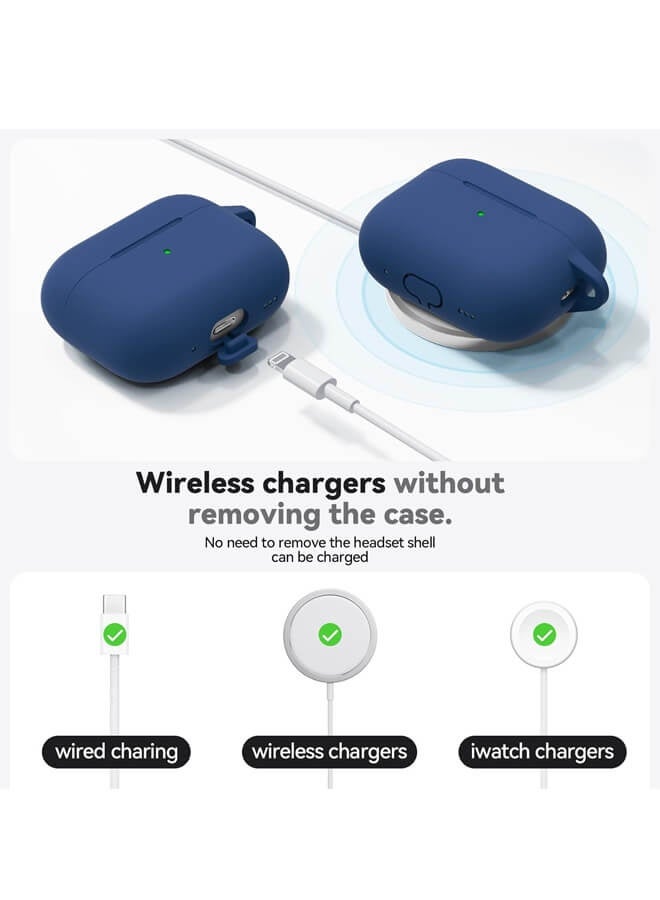 Bliszaar for AirPods Pro 3 Case 2025 with Cleaner Kit, Soft Silicone Protective Cover for Apple AirPods Pro 3rd Generation Cases for Women Men,AirPod Pro 3 Case Accessories with Keychain-Deep Blue - Image 4