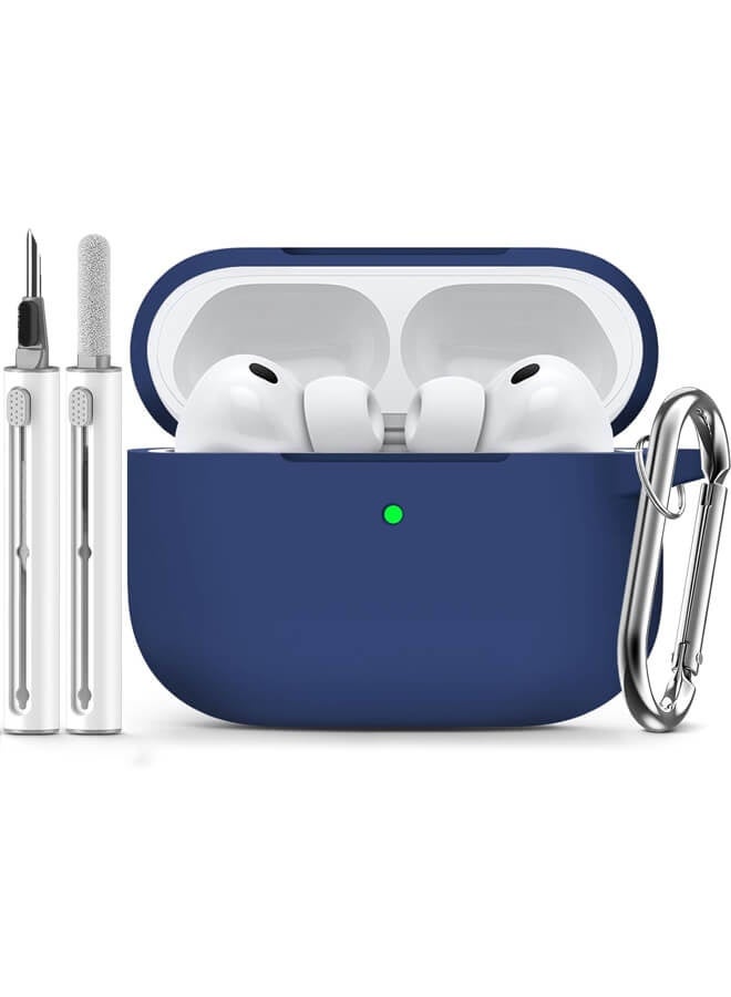 Bliszaar for AirPods Pro 3 Case 2025 with Cleaner Kit, Soft Silicone Protective Cover for Apple AirPods Pro 3rd Generation Cases for Women Men,AirPod Pro 3 Case Accessories with Keychain-Deep Blue - Image 1