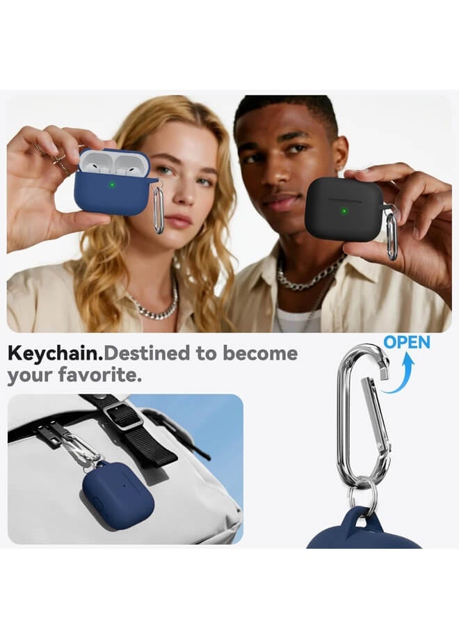 Bliszaar for AirPods Pro 3 Case 2025 with Cleaner Kit, Soft Silicone Protective Cover for Apple AirPods Pro 3rd Generation Cases for Women Men,AirPod Pro 3 Case Accessories with Keychain-Deep Blue - Image 5