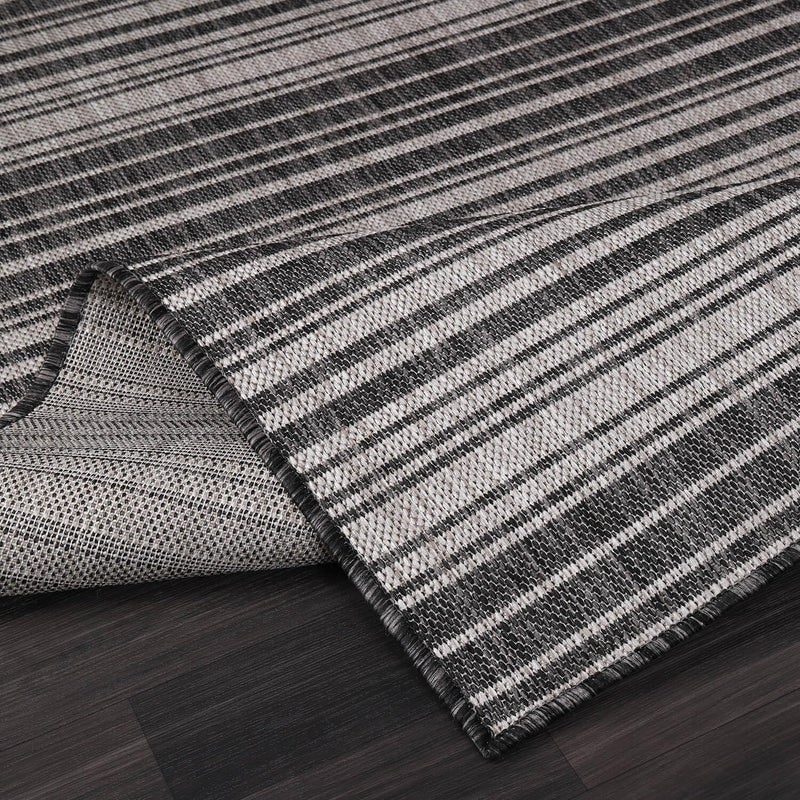 Luul Home Stripe Outdoor Rug 5x7 Washable Outside Carpet for Indoor Patio Porch Waterproof Easy Cleaning Non Shedding Area Rugs Dark Gray 5 x 7 - Image 3