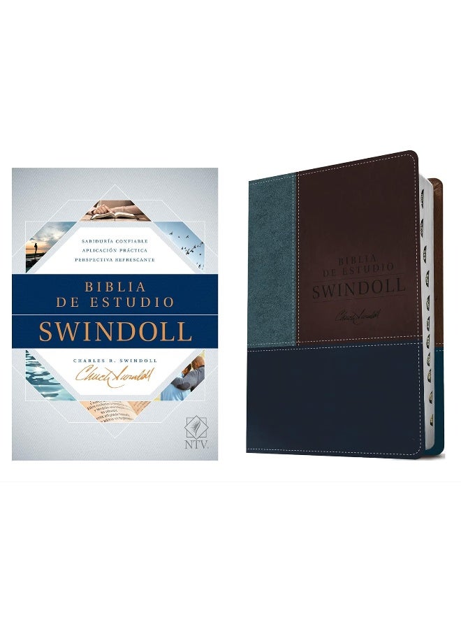 Biblia de estudio Swindoll NTV, SentiPiel, Café/Azul/Turques  - Image 1