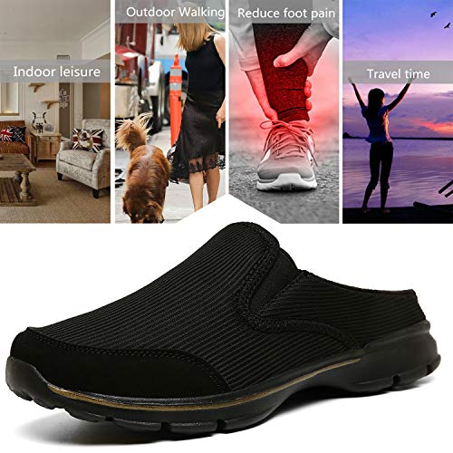 INMINPIN Unisex Slippers Casual Clog House Shoes Comfort Slip-On Walking Mules with Indoor Outdoor Anti-Skid Sole for Men and Women, Black Plush, 7.5 Women/6 Men - Image 4