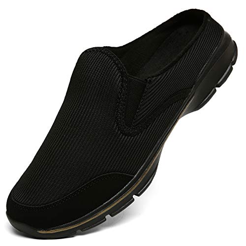 INMINPIN Unisex Slippers Casual Clog House Shoes Comfort Slip-On Walking Mules with Indoor Outdoor Anti-Skid Sole for Men and Women, Black Plush, 7.5 Women/6 Men - Image 1