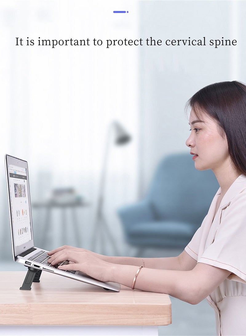 Ergonomic Adjustable Foldable Laptop Stand Lightweight Notebook Holder Perfect for Home Office Self Adhesive Design in Black - Image 4