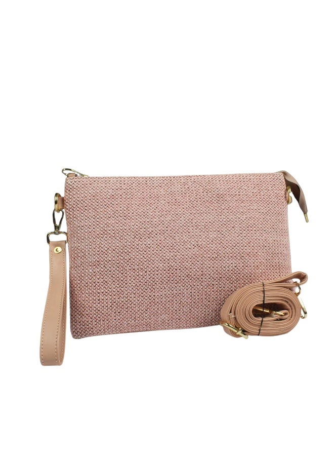 Clutch Bag Attractive With Crossbody Strap -Pink - Image 1
