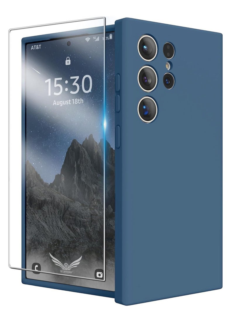 BORTONY Samsung S24 Ultra Case Silicone Case with Galaxy S24 Ultra Screen Protector Slim Fit Camera Protection Shockproof Phone Case Cover for Galaxy S24 Ultra 6.8 inch - Image 1