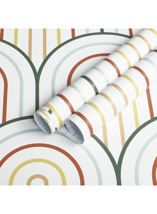 197×16 Colorful Wallpaper Peel And Stick Wallpaper Boho Rainbow Contact Paper Self Adhesive Removable Wallpaper Abstract Geometric Arched Wallpaper For Bedroom Kids Room Walls Decor